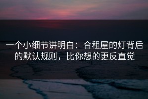 一个小细节讲明白：合租屋的灯背后的默认规则，比你想的更反直觉