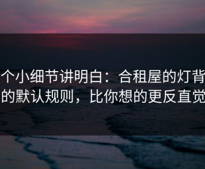 一个小细节讲明白：合租屋的灯背后的默认规则，比你想的更反直觉