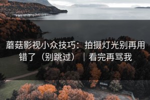 蘑菇影视小众技巧：拍摄灯光别再用错了（别跳过）｜看完再骂我