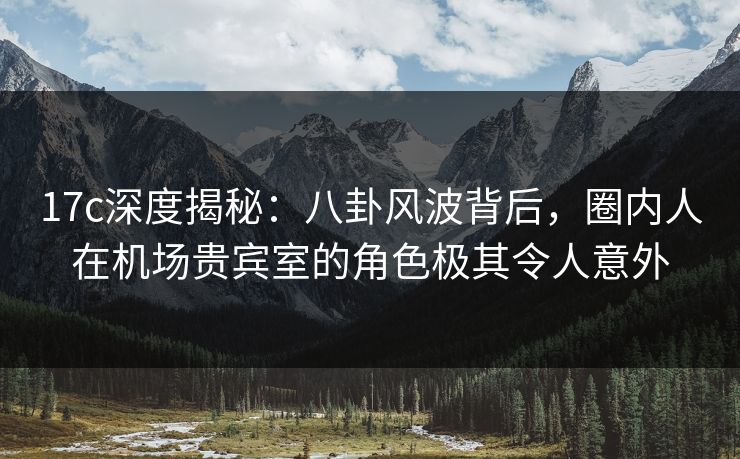 17c深度揭秘:八卦风波背后,圈内人在机场贵宾室的角色极其令人意外 17c深度揭秘:八卦风波背后,圈内人在机场贵宾室的角色极其令人意外