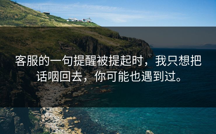 客服的一句提醒被提起时,我只想把话咽回去,你可能也遇到过。 客服的一句提醒被提起时,我只想把话咽回去,你可能也遇到过。